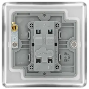 GoodHome 20A Single 2 way Raised rounded Screwed Intermediate switch Matt Steel effect