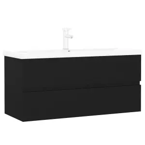 Berkfield Sink Cabinet with Built-in Basin Black Engineered Wood