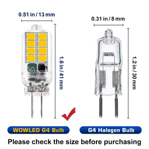 WOWLED G4 LED Light Bulbs, 2W Energy Saving Warm White G4 LED Light Bulbs, Replace Halogen Bulbs for Chandelier Home  10 Pcs