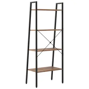 Berkfield 4-Tier Standing Shelf Dark Brown and Black 56x35x140 cm