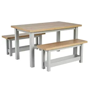 Home Source Avon Dining Table and Bench Set Grey