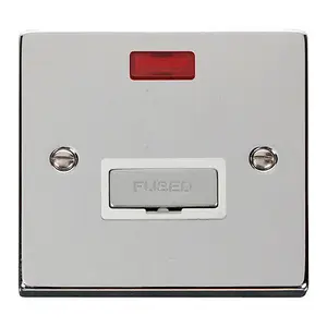 Polished Chrome 13A Fused Ingot Connection Unit With Neon - White Trim - SE Home