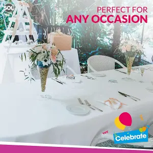 2pk Long White Table Cloth Party 274 x 137cm, Disposable Plastic Table Cover Party Table Cloth Disposable Tablecloths for Parties