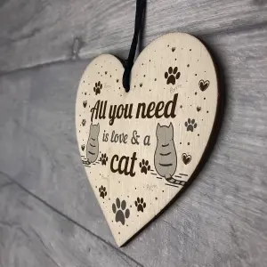 Red Ocean All You Need Is Love And A Cat Gift Cat Sign Hanging Heart Decoration Cat Lover Gift