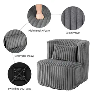 360 Degrees Babe Fleece Swivel Accent Chair Grey