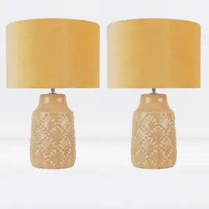 Bryne Ceramic Table Lamp (Set of 2) Ochre Yellow