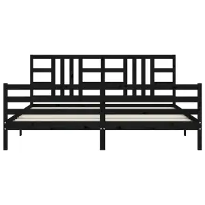 Berkfield Bed Frame with Headboard Black 200x200 cm Solid Wood