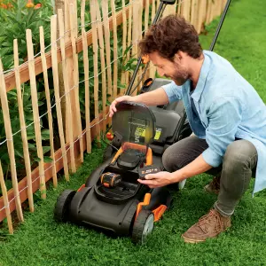 WORX WG743E.1 40V 40cm Cordless Lawn Mower with  2 x 4.0Ah Batteries and Charger