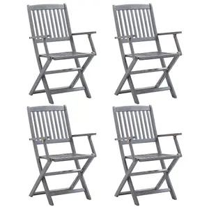 Berkfield Folding Outdoor Chairs 4 pcs Solid Acacia Wood