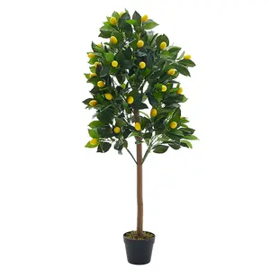 Lemon Tree Artificial Plant Fruit Tree with Realistic Lemon in Black Pot 120 cm