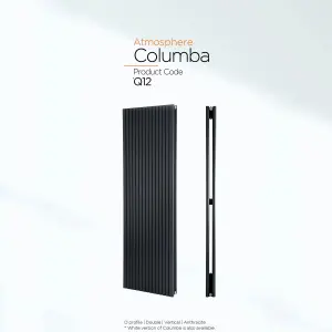 Warmhaus Columba D profile double panel vertical radiator in anthracite 1800 (h) x 545 (w)