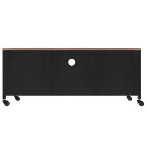 Berkfield TV Cabinet Black 110x30x43 cm Iron and Solid Wood Fir