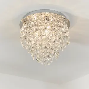 Ciara Chrome with K5 Crystal Glass Decorative 3 Light Bathroom Flush Light