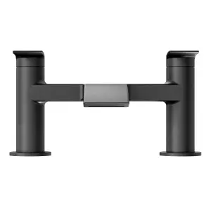 GoodHome Kariya Matt Black Deck-mounted Manual Double Bath Filler Tap