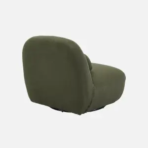 sweeek. Textured terry swivel armchair Spino Khaki 85x85x75 cm