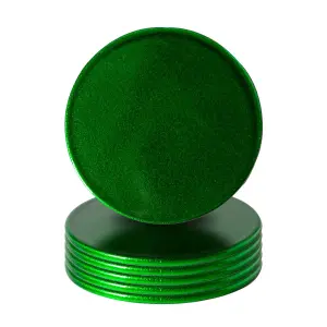 Metallic Coasters - Green - 10cm - Pack of 6 - Table Non-Slip Drink Mats by Harbour Housewares