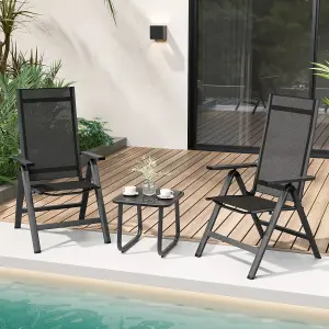 Costway Set of 2 Patio Folding Chairs Outdoor Dining Chairs w/ 7-Position Adjustable Backrest