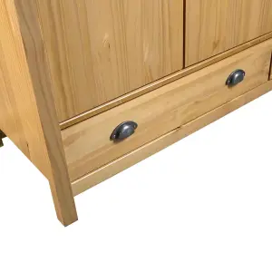 3-Door Wardrobe Hill 127x50x170 cm Solid Pine Wood