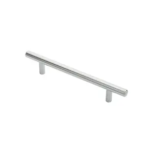 2x Round T Bar Cabinet Pull Handle 188 x 12mm 128mm Fixing Centres Chrome