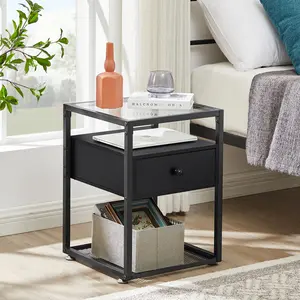 NS 1 Drawer Bedside Table Black