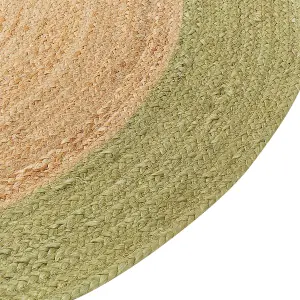 Round Jute Area Rug 140 cm Beige and Green YAYALAR