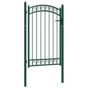 Berkfield Fence Gate with Arched Top Steel 100x150 cm Green