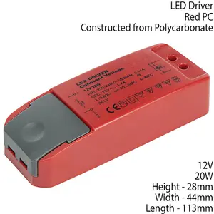 RED 12V DC 20W Constant Voltage LED Driver / Transformer Light Power Converter