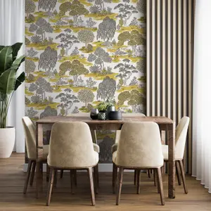 Fine Decor Zen Toile Ochre Wallpaper