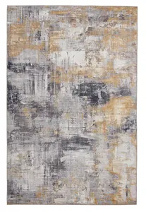 Grey Yellow Modern Easy to Clean Abstract Rug For Dining Room Bedroom Living Room-150cm X 230cm