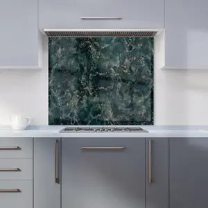 Dark Green Quartz Effect Premium Glass Kitchen Splashback W700mm x H750mm