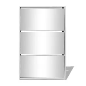 Berkfield Shoe Cabinet 3-Layer Mirror White 63x17x102.5 cm