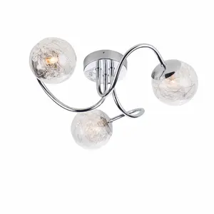 Fabia Chrome Effect Modern 3 light Semi Flush Ceiling Light