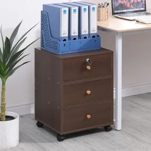 Lakemia 40cm Wide 3 -Drawer Mobile File Cabinet Dark Oak