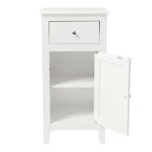 Freestanding Modern White Wooden Bathroom Cabinet with Drawer