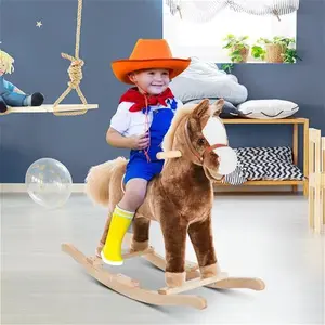 Jouet Kids Plush Rocking Horse With 40cm Seat Height - Brown | Robert Dyas