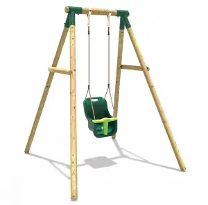 Rebo Wooden Garden Swing Set with Baby Seat - Pluto Green