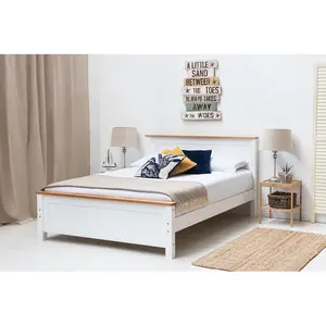 Aubrey Solid Wood Low Profile Bed Frame with Mattress White / 19cm King Memory Foam / Kingsize (5')