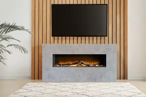 Acantha Bloc Pre-Built Concrete Effect Fully Inset Media Wall Suite