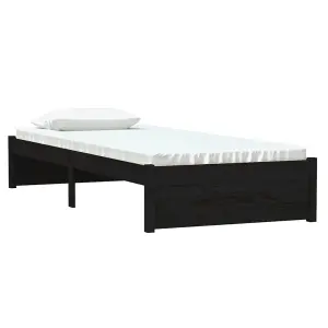 Berkfield Bed Frame Black Solid Wood 75x190 cm Small Single