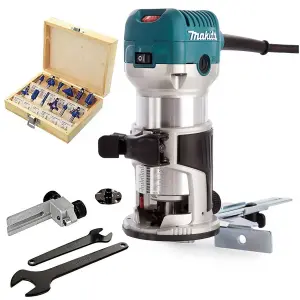 Makita RT0700CX4 1/4" Router / Laminate Trimmer with Trimmer Guide 240V +Bit Set