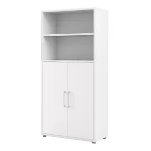 Prima Bookcase 4 Shelves with 2 Doors in White