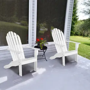 Costway Adirondack Chair Acacia Wood Adirondack Lounger Chair w/ Slatted Seating