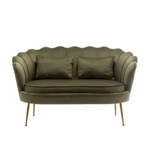 2 Seater Loveseat Small Sofa in Sage Green Velvet Fabric