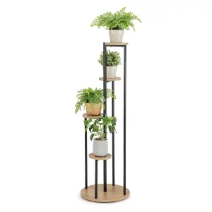 COSTWAY Indoor Metal Plant Stand 125 cm Tall Corner Plant Shelf Display Shelf