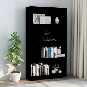 Berkfield 4-Tier Book Cabinet Black 80x24x142 cm Engineered Wood