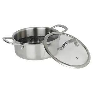 Hextec 20cm Diameter Non Stick Stainless Steel Induction Casserole Pot Kitchen Cookware