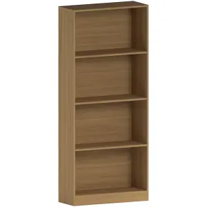 Vida Designs Cambridge Oak 4 Tier Large Bookcase Freestanding Shelving Unit (H)1400mm (W)600mm (D)240mm