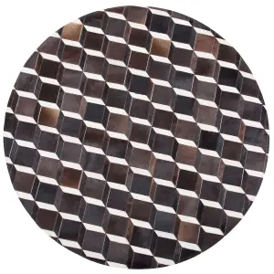 Round Cowhide Area Rug 140 cm Brown ALPKOY