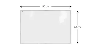 ALLboards Whiteboard dry erase magnetic surface, white wooden frame 90x60 cm