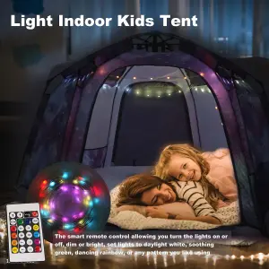 XL Indoor Kids Tent Playhouse - Portable Large Pop Up Teepee Sleepover Dome Gazebo Den for Boys Girls Children with Lights Windows